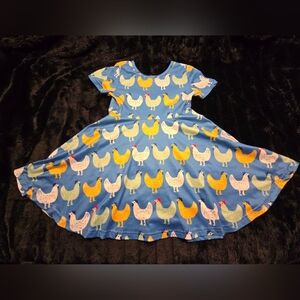 4T Blue Chicken print Swirl Dress